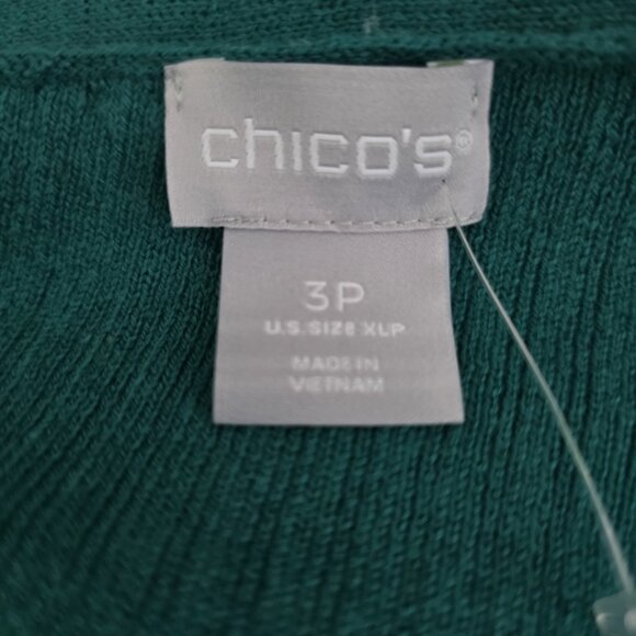 Chico's Striped Asymmetrical Hem Tunic Pullover Sweater Jade 3 P = XL P NWT - Picture 5 of 5